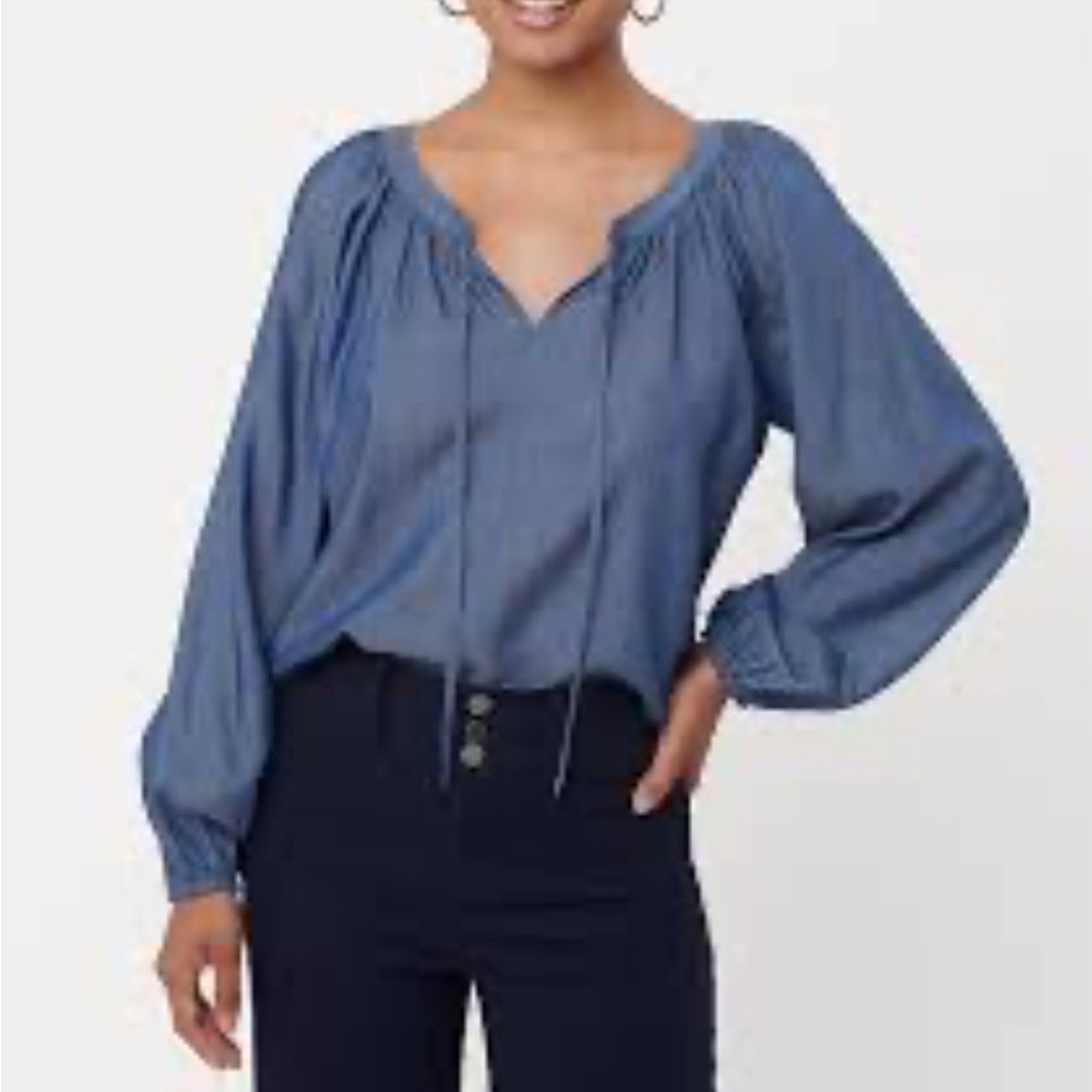 Loft Chambray peasant blouse size L